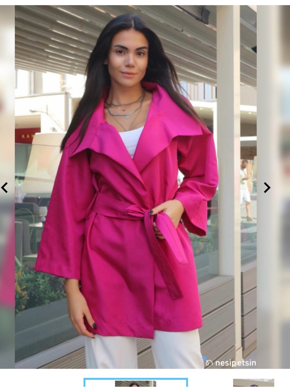 Ports Fuchsia Wrap Robe Coat with Tie Belt - size 6 (as is damage)